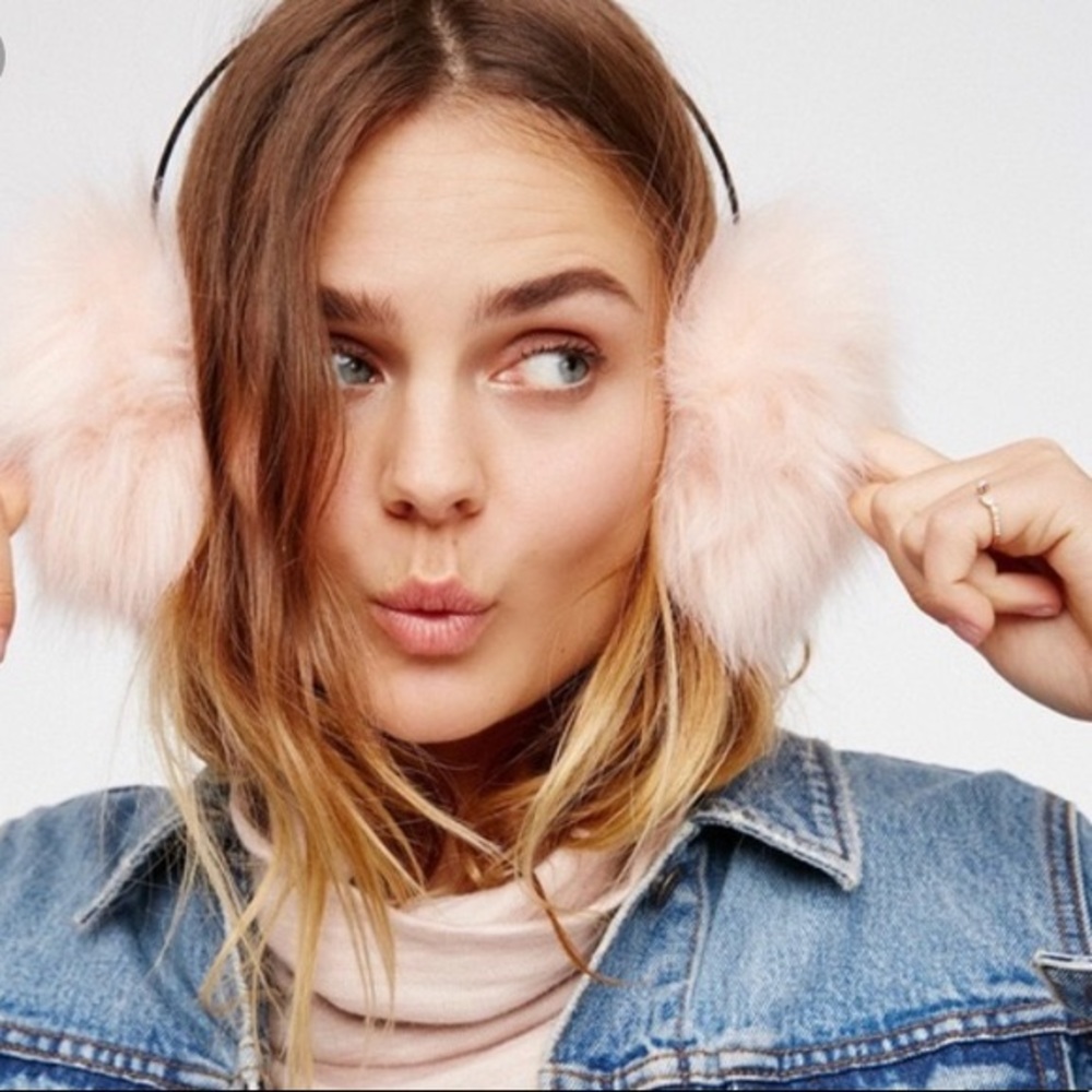 NWT Free People Alpine Fur Pink Earmuffs